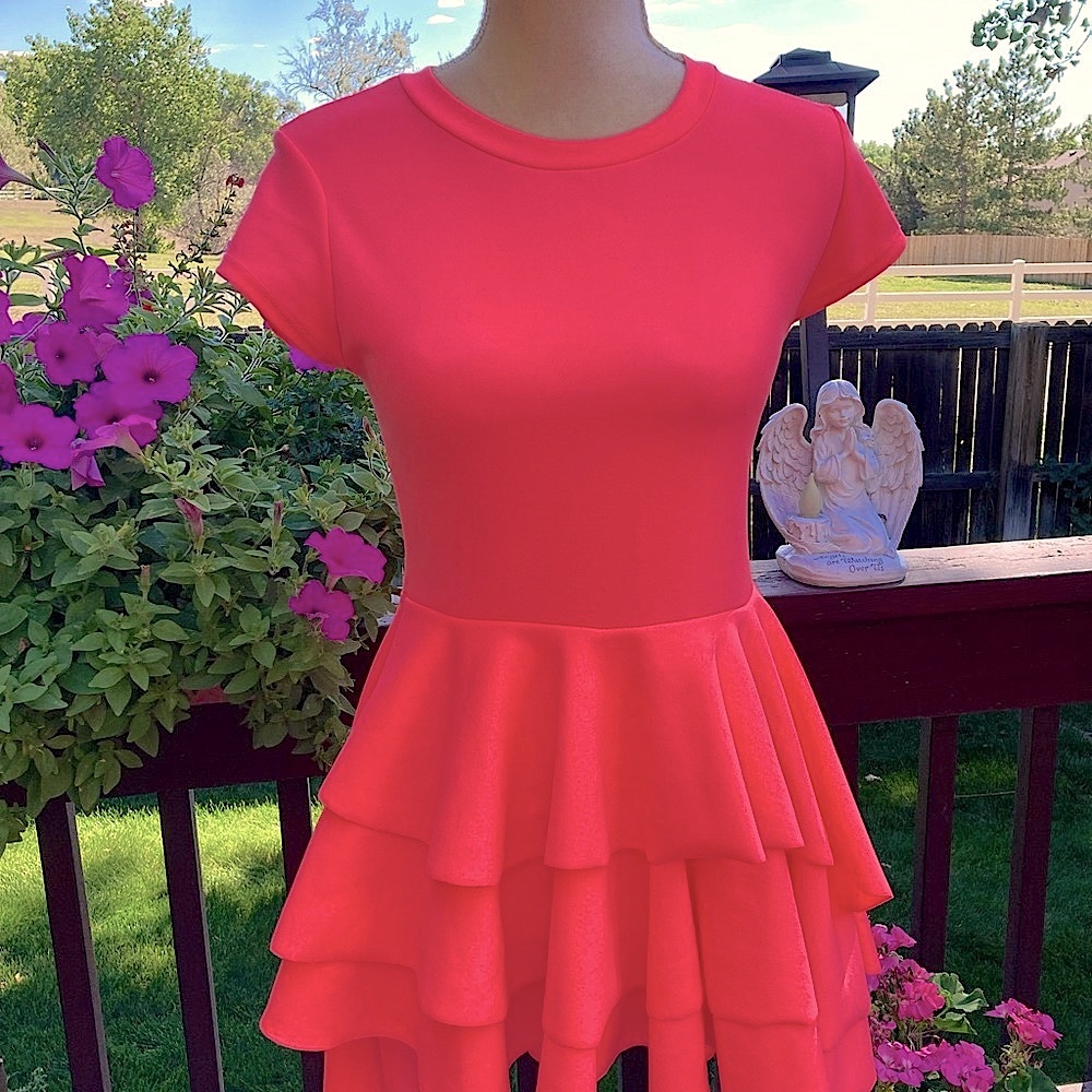 Vintage Hot Pink Ruffle Train Top.